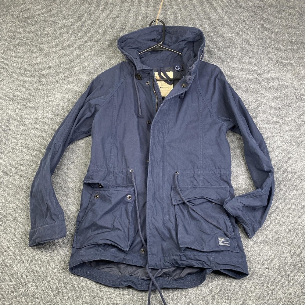 TNA Jacket Womens Small Navy Hooded Military Anorak Parka Field Pockets
